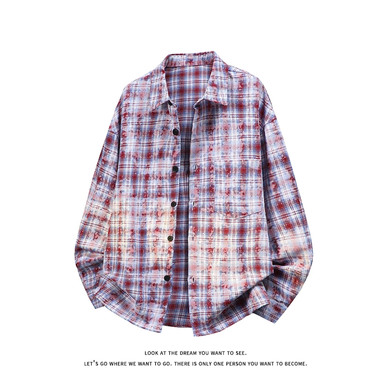 Fashion Men Tie Dye Plaid Shirt Long Sleeve Cotton Blend Casual Top Streetwear Urban Wear Spring Summer Shirt for Daily Outfit
Fashion Men Tie Dye Plaid Shirt Long Sleeve Cotton Blend Casual Top Streetwear Urban Wear Spring Summer Shirt for Daily Outfit
