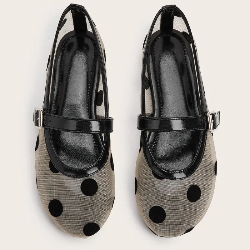 Mesh Polka Dot Ballet Flats Ladies Round Toe Beach Shoe New Summer Sandals Female Buckle Comfy Shallow Soft Sole Mary Jane Shoes
Mesh Polka Dot Ballet Flats Ladies Round Toe Beach Shoe New Summer Sandals Female Buckle Comfy Shallow Soft Sole Mary Jane Shoes