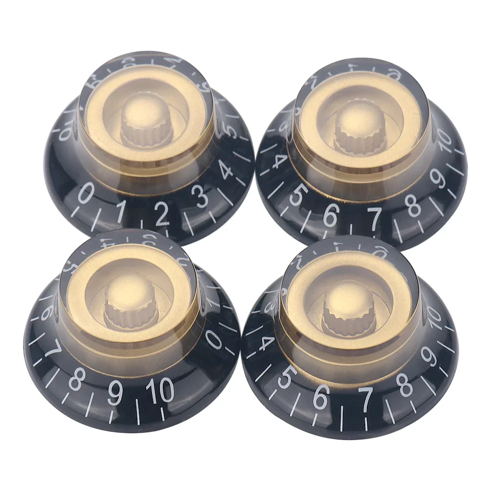4pcs High Grade Guitar Bass Knobs Black Gold Bell Top Hat Speed Volume Tone Knob for EPI LP Electric Guitar Bass
4pcs High Grade Guitar Bass Knobs Black Gold Bell Top Hat Speed Volume Tone Knob for EPI LP Electric Guitar Bass