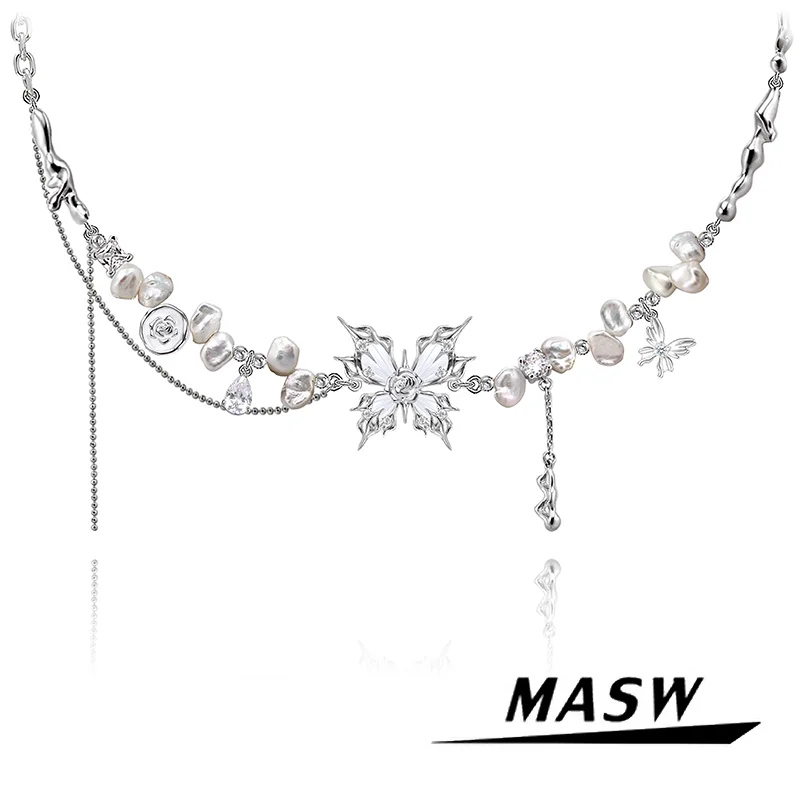 MASW Original Design Cool Baroch Pearl Thick Silver Color Butterfly Necklace For Girl Women Party Wedding Gift Fashion Jewelry
MASW Original Design Cool Baroch Pearl Thick Silver Color Butterfly Necklace For Girl Women Party Wedding Gift Fashion Jewelry