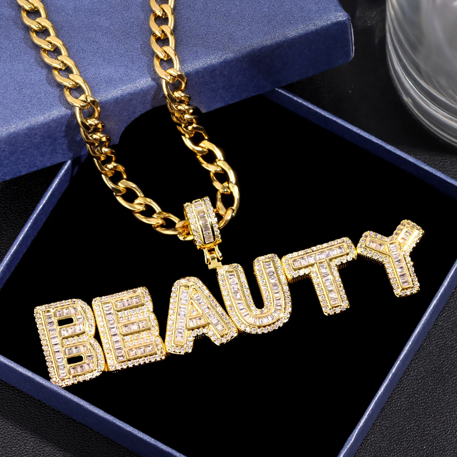 Custom Iced Out Zircon Letters Pendant Nekclace for Women Stainless Steel Cuban Chain Necklace Men HipHop Birthday Party Jewelry
Custom Iced Out Zircon Letters Pendant Nekclace for Women Stainless Steel Cuban Chain Necklace Men HipHop Birthday Party Jewelry