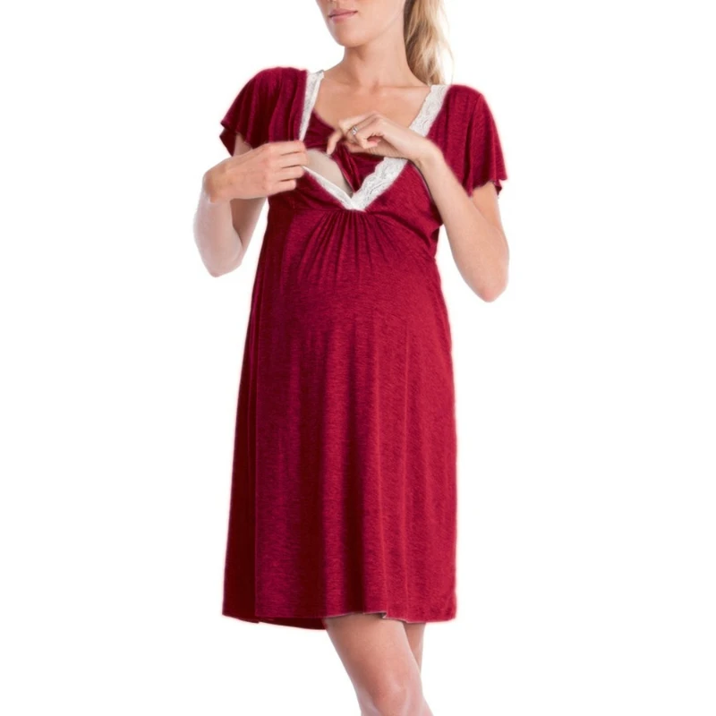 European And American Fashion Lace Patchwork Short Sleeved Multifunctional Mother Breastfeeding Dress Pregnant Women's Pajamas
European And American Fashion Lace Patchwork Short Sleeved Multifunctional Mother Breastfeeding Dress Pregnant Women's Pajamas