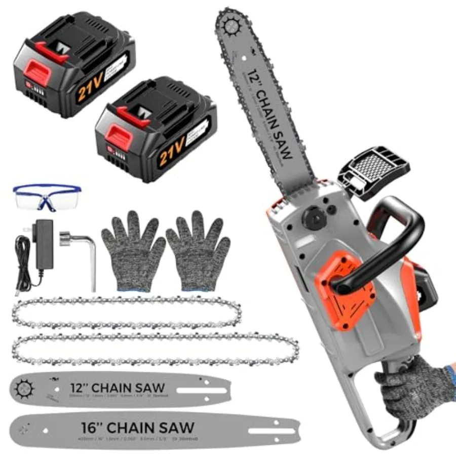 Battery Powered Chainsaw, 12" and 16" Dual Guide Plate.21V Electric Cordless Chainsaw with 2 Batteries and Charger.Brushless Ch
Battery Powered Chainsaw, 12" and 16" Dual Guide Plate.21V Electric Cordless Chainsaw with 2 Batteries and Charger.Brushless Ch