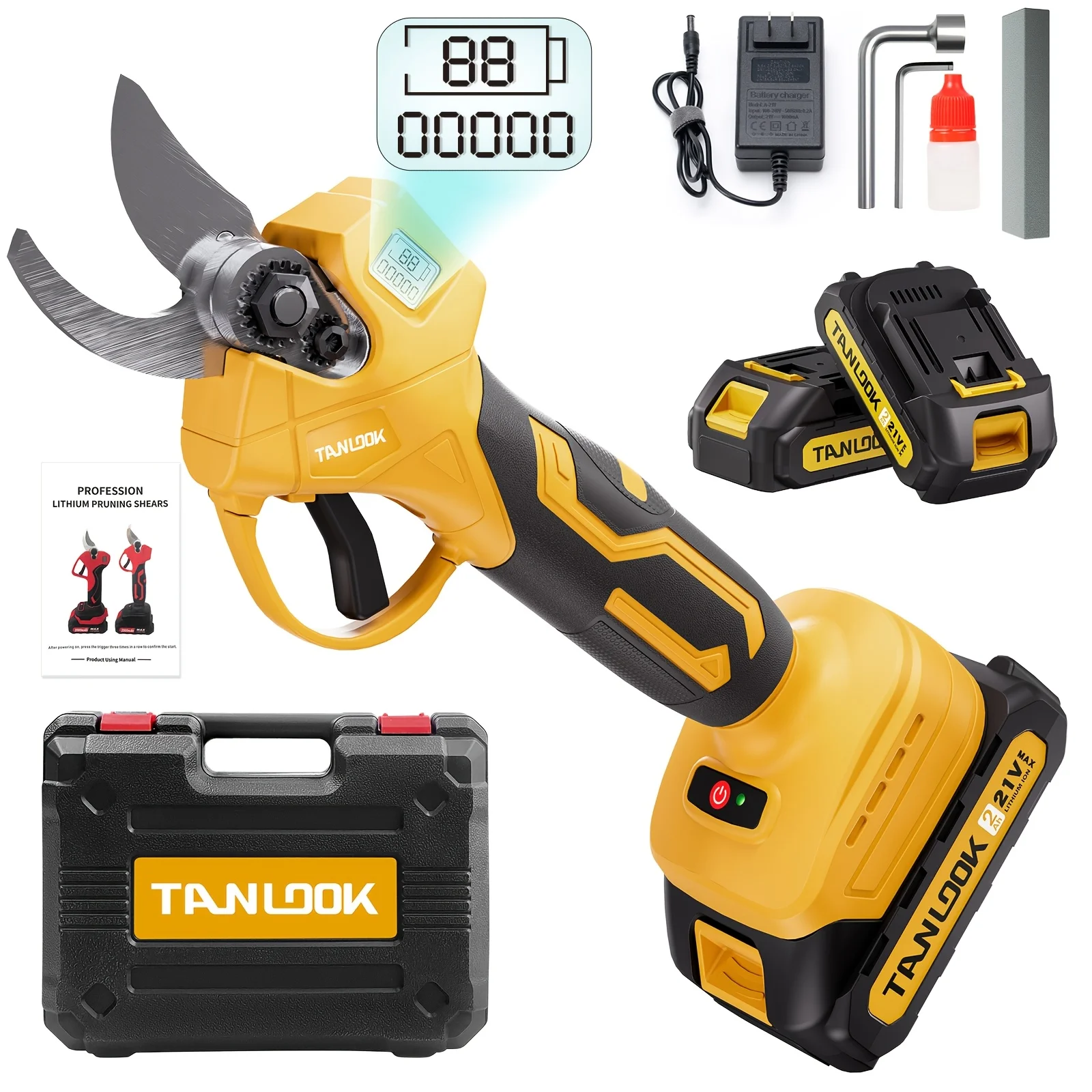 Upgraded Electric Pruning Shears, Branch Cutter, 1.35" Cutting Diameter Power Pruner with LCD Display 2000Mah*2 Rechargeable Batteries for Garden Tree Pruner Branch, Garden Landscape Beautification & Courtyard Decoration, Men'S Gift
Upgraded Electric Pruning Shears, Branch Cutter, 1.35" Cutting Diameter Power Pruner with LCD Display 2000Mah*2 Rechargeable Batteries for Garden Tree Pruner Branch, Garden Landscape Beautification & Courtyard Decoration, Men'S Gift