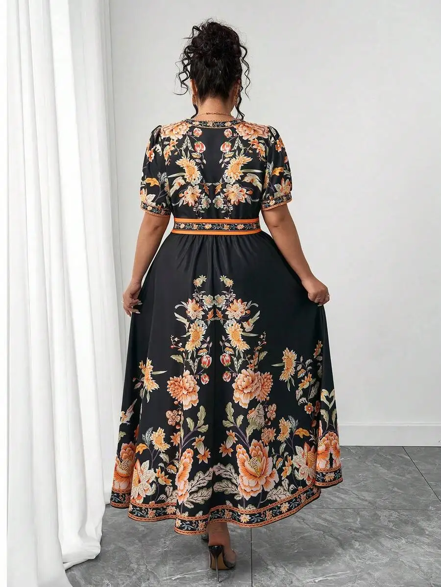 Plus Size Women Bohemian Floral Print V-Neck Cap Sleeve Waist Defining Maxi Dress Spring Summer
Plus Size Women Bohemian Floral Print V-Neck Cap Sleeve Waist Defining Maxi Dress Spring Summer