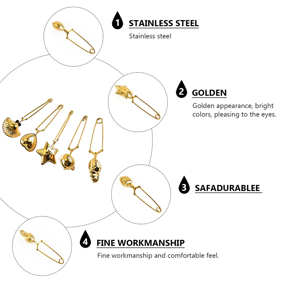 5pcs Tea Strainer Filter Coffee Infuser Steeper Golden Stainless Steel Heat Cold Resistant Kitchen Bar Tools
5pcs Tea Strainer Filter Coffee Infuser Steeper Golden Stainless Steel Heat Cold Resistant Kitchen Bar Tools