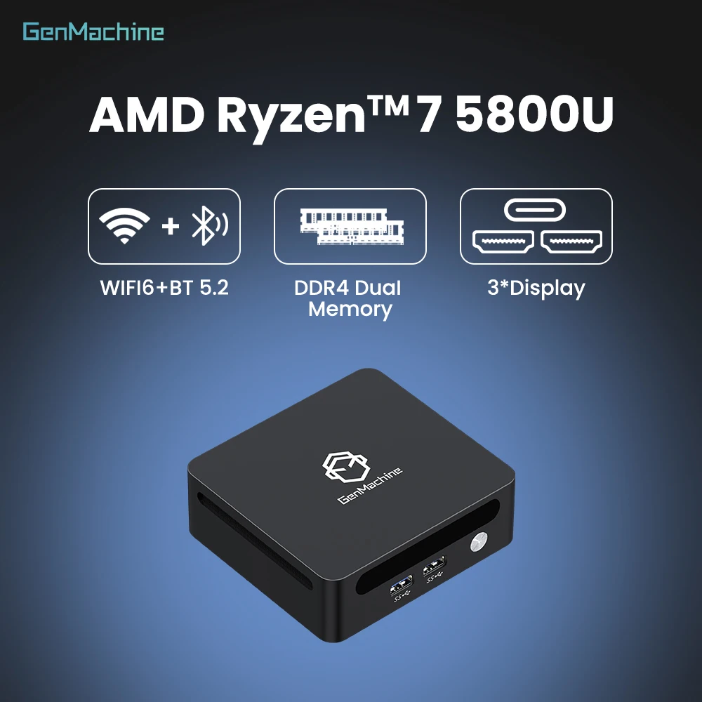 Мини-ПК игровой Genmachine AMD Ryzen 7 5800U Мини-ПК — 6C/16T, низкая мощность 15 Вт, графика Radeon, двойной M.2 NVMe, WiFi 6 — ультра
Мини-ПК игровой Genmachine AMD Ryzen 7 5800U Мини-ПК — 6C/16T, низкая мощность 15 Вт, графика Radeon, двойной M.2 NVMe, WiFi 6 — ультра