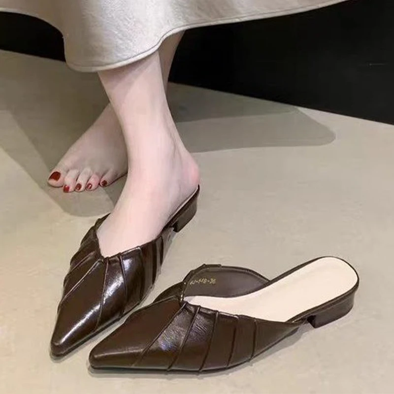 Women Flats Pointed Toe Slippers Slingback Leather Shoes Summer Sandals 2026 Luxury Brand Mules Shoes Walking Casual Zapatos
Women Flats Pointed Toe Slippers Slingback Leather Shoes Summer Sandals 2026 Luxury Brand Mules Shoes Walking Casual Zapatos