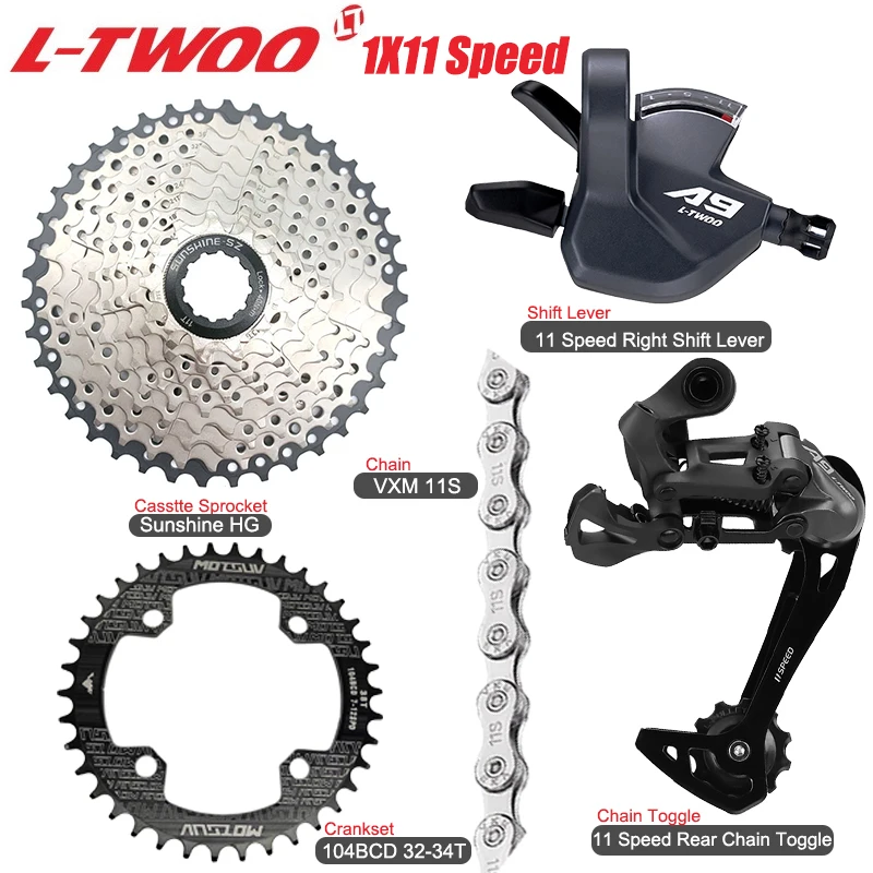 LTWOO 1X11S Speed Complete Kit A9 Derailleurs Groupset for Mountain Bike 40T Sunshine Casstte VXM 11S Chain 104bcd Crankset Part
LTWOO 1X11S Speed Complete Kit A9 Derailleurs Groupset for Mountain Bike 40T Sunshine Casstte VXM 11S Chain 104bcd Crankset Part