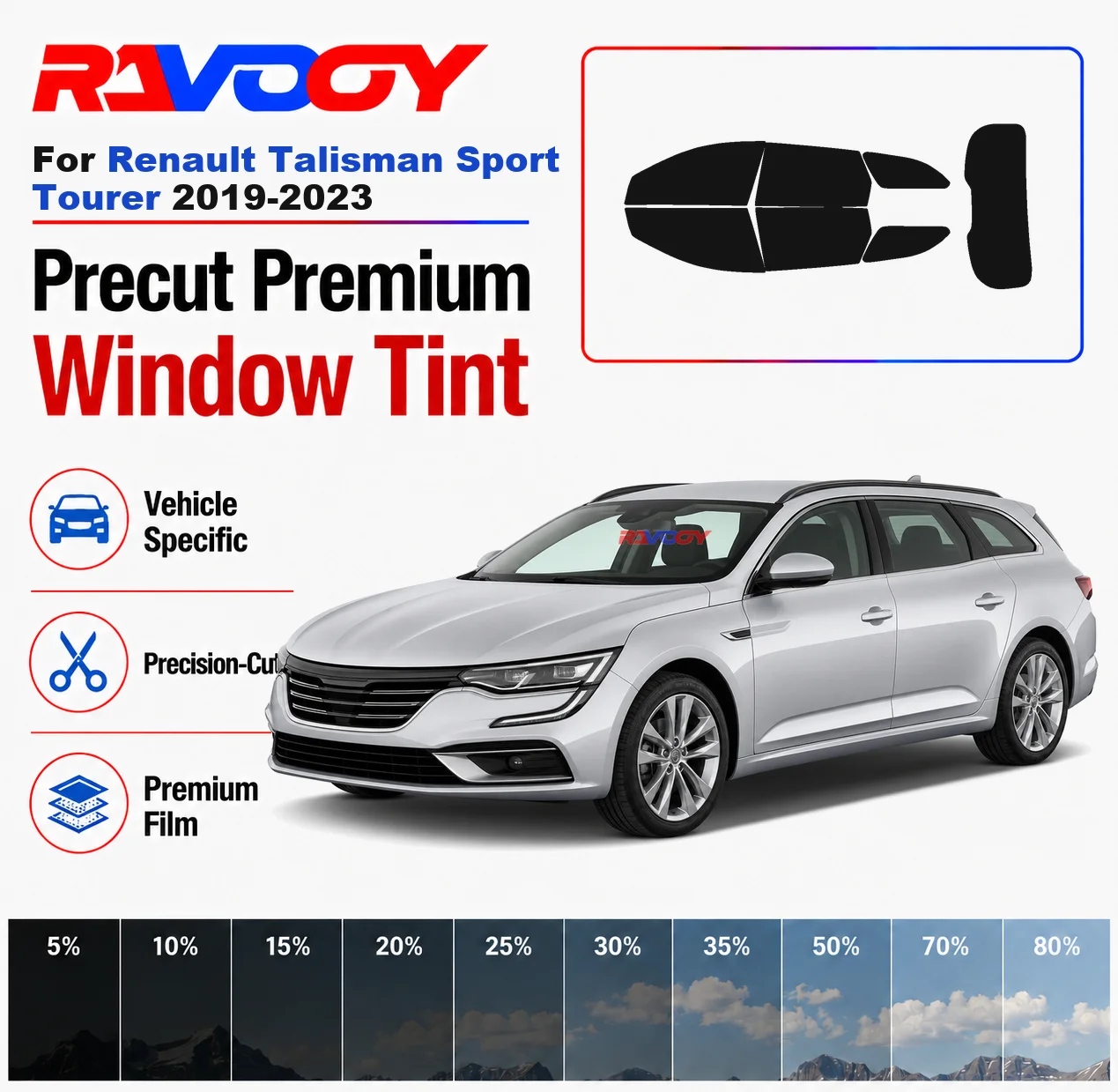 Premium Precut Window Tint Kit Front Rear Windows Rear Windshield For Renault Talisman Sport Tourer 2019-2023 Nano Ceramic Film
Premium Precut Window Tint Kit Front Rear Windows Rear Windshield For Renault Talisman Sport Tourer 2019-2023 Nano Ceramic Film