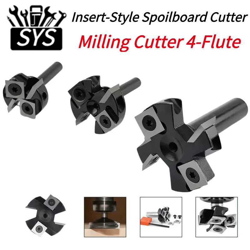 SYS Milling Cutter 4-Flute Spoilboard Surfacing Router Bits 8 12mm Shank Wood Planer Bit Insert Carbide Slab Flattening Bit
SYS Milling Cutter 4-Flute Spoilboard Surfacing Router Bits 8 12mm Shank Wood Planer Bit Insert Carbide Slab Flattening Bit