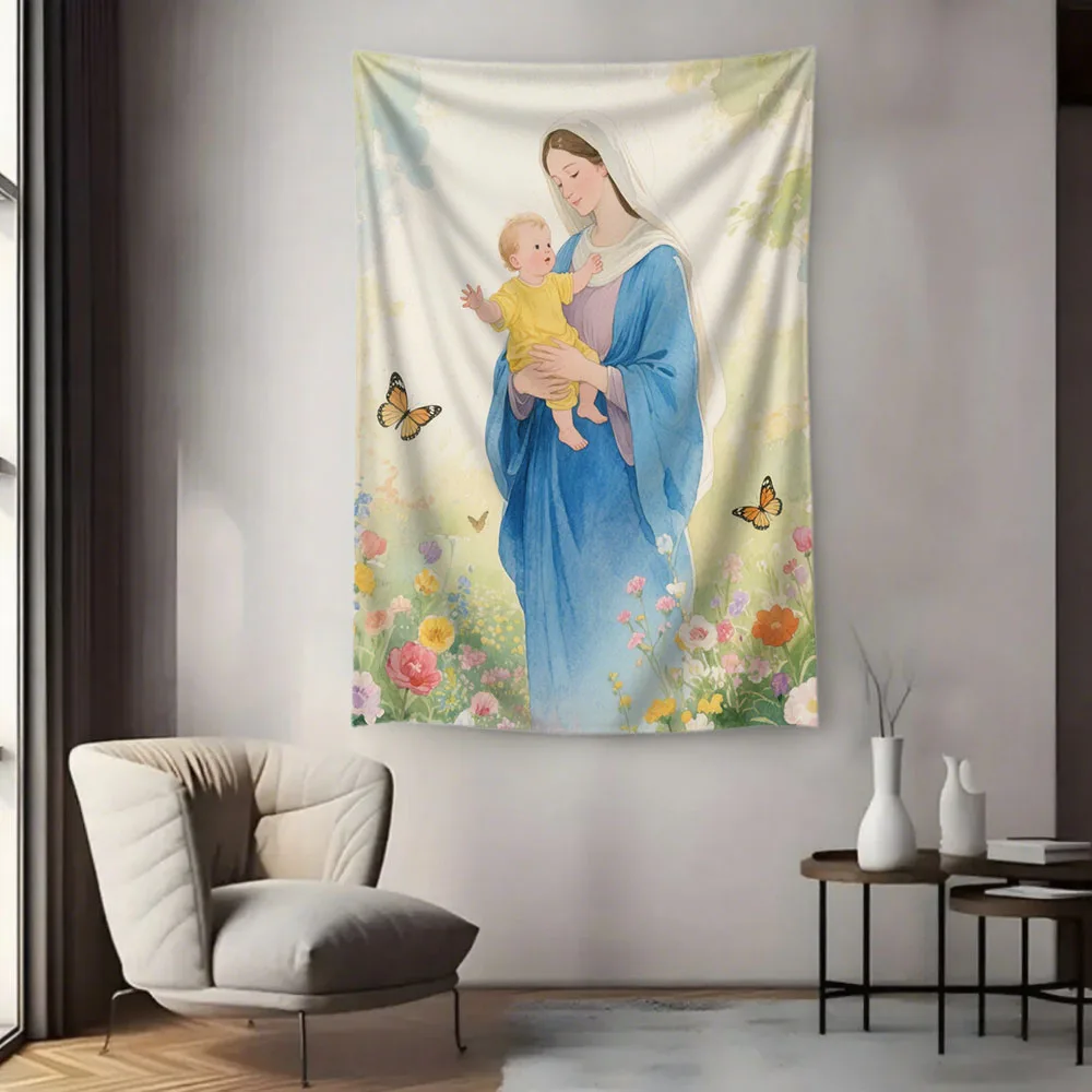 Religious Mary themed tapestry wall decoration, home festival party decoration, fast shipping, machine washable
Religious Mary themed tapestry wall decoration, home festival party decoration, fast shipping, machine washable