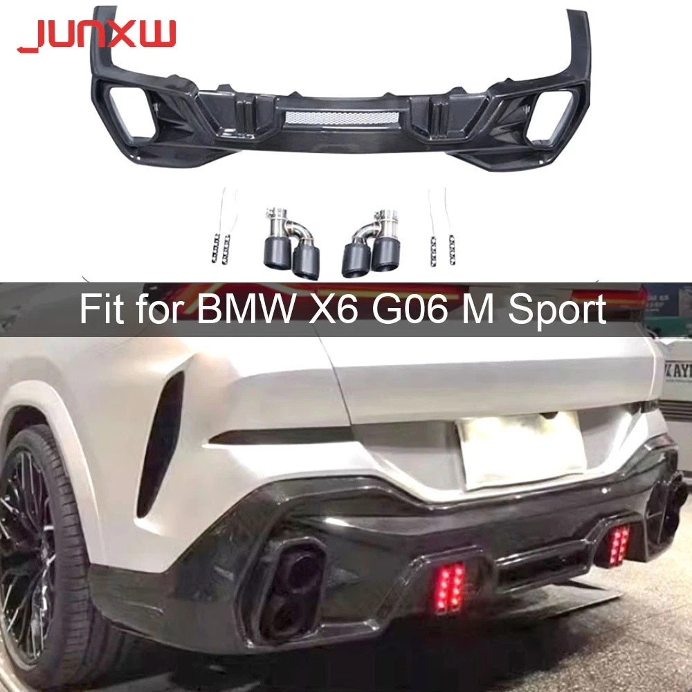 LD Style for BMW X6 G06 M Sport 2020-2023 Carbon Fiber Rear Bumper Lip Diffuser LED with Exhaust Tips FRP Rear Diffuser BodyKits
LD Style for BMW X6 G06 M Sport 2020-2023 Carbon Fiber Rear Bumper Lip Diffuser LED with Exhaust Tips FRP Rear Diffuser BodyKits