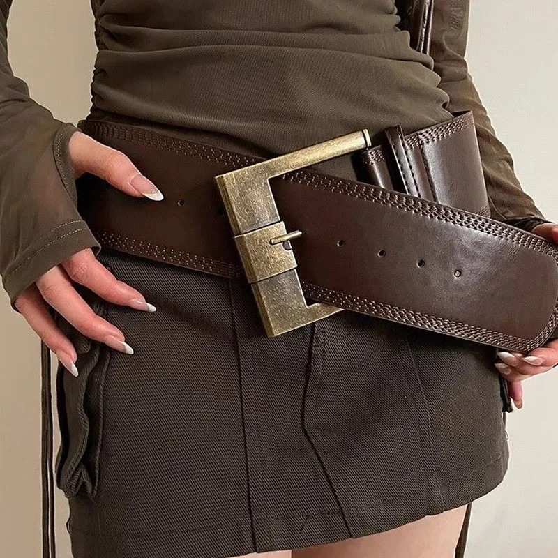 Y2k Vintage Wide Belts for Women Plus Size Western Cowgirl Cowboy Waistband Goth Brown Middle Ages Fashion Leather Belt Female
Y2k Vintage Wide Belts for Women Plus Size Western Cowgirl Cowboy Waistband Goth Brown Middle Ages Fashion Leather Belt Female