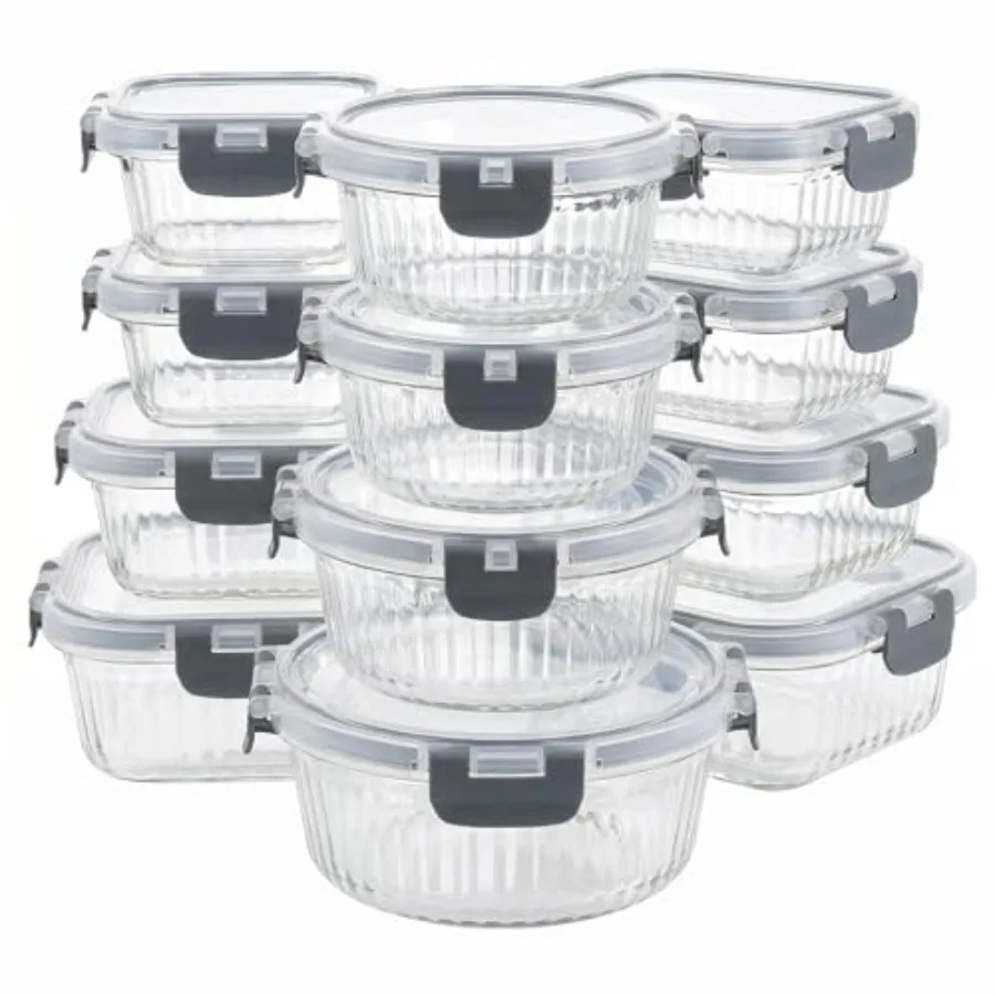 Glass Food Storage Containers with Lids, 12 Piece Glass Meal Prep Containers Set, Airtight Leakproof Snap Lock Lids, BPA-Free,
Glass Food Storage Containers with Lids, 12 Piece Glass Meal Prep Containers Set, Airtight Leakproof Snap Lock Lids, BPA-Free,