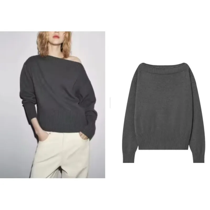 Women One necked knitted Sweater Autumn Vintage Solid Loose Long Sleeve Chic Temperament Casual Female Pullovers
Women One necked knitted Sweater Autumn Vintage Solid Loose Long Sleeve Chic Temperament Casual Female Pullovers