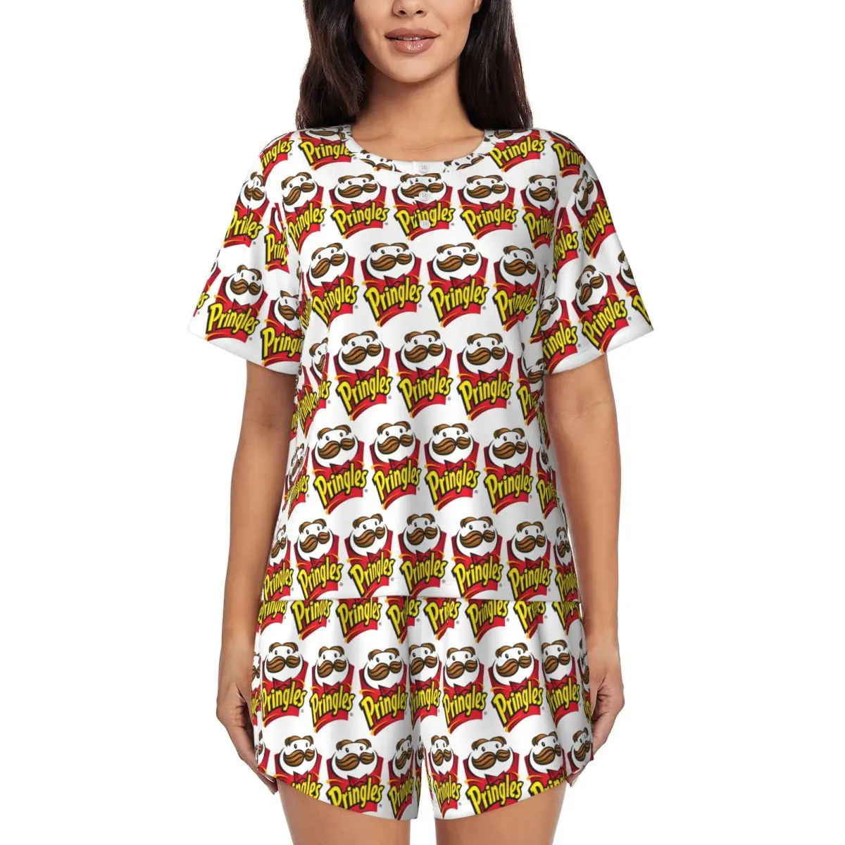 Potato Crisps Chips Pringles Print Round Neck Short Sleeve Nightgowns for Sleeping Sleepshirts Women Soft Pajama Set Short Pants
Potato Crisps Chips Pringles Print Round Neck Short Sleeve Nightgowns for Sleeping Sleepshirts Women Soft Pajama Set Short Pants
