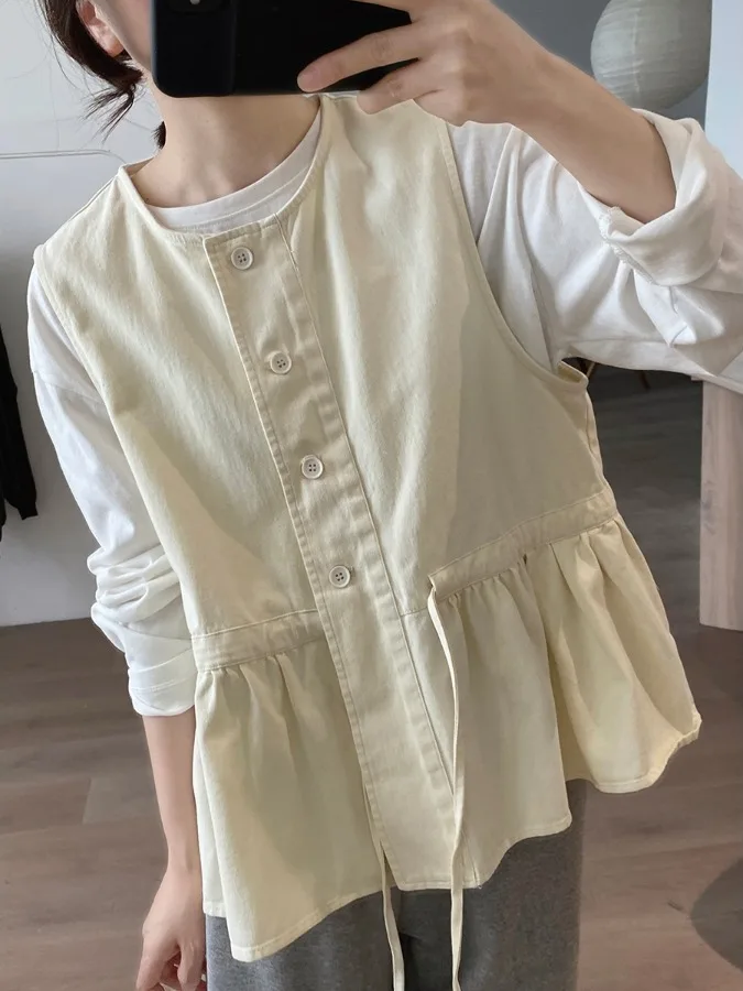 Women's Cotton Vest Outerwear Spring Autumn Loose Slimming Young round Ne Lace Trim Design Sensation Top
Women's Cotton Vest Outerwear Spring Autumn Loose Slimming Young round Ne Lace Trim Design Sensation Top