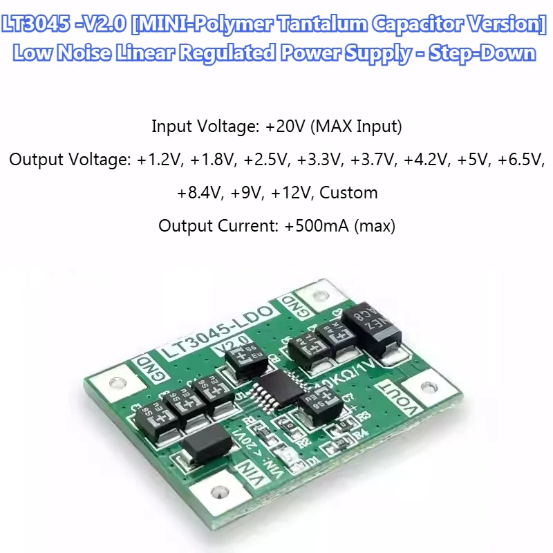 LT3045 Low Noise Linear Power Supply RF Module High PSRR Polymer Tantalum Capacitor High PSRR for DIY Electronics Audio KDT3045A
LT3045 Low Noise Linear Power Supply RF Module High PSRR Polymer Tantalum Capacitor High PSRR for DIY Electronics Audio KDT3045A