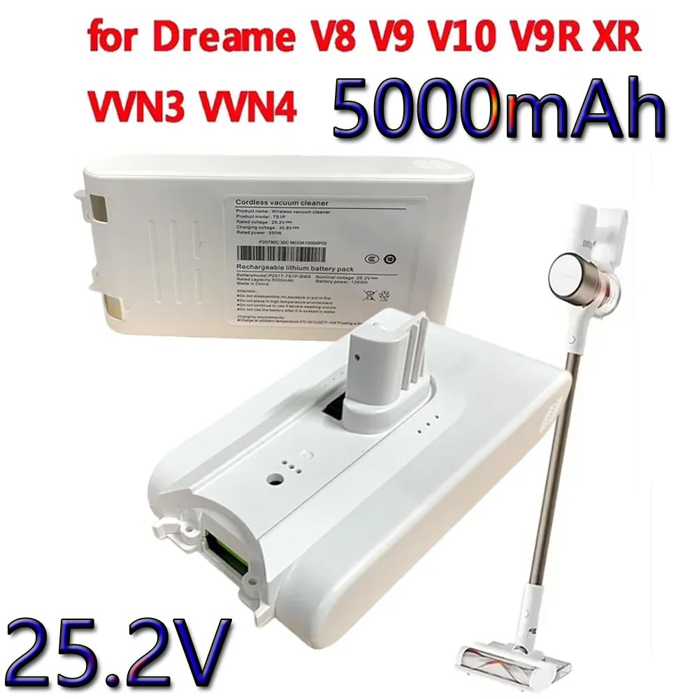 for Dreame V8 V9 V10 V9P V9B Dreame Vacuum Cleaner 25.2V 5Ah Battery VVN3 VVN4 Cordless Dust Catcher Replacement Batteries
for Dreame V8 V9 V10 V9P V9B Dreame Vacuum Cleaner 25.2V 5Ah Battery VVN3 VVN4 Cordless Dust Catcher Replacement Batteries