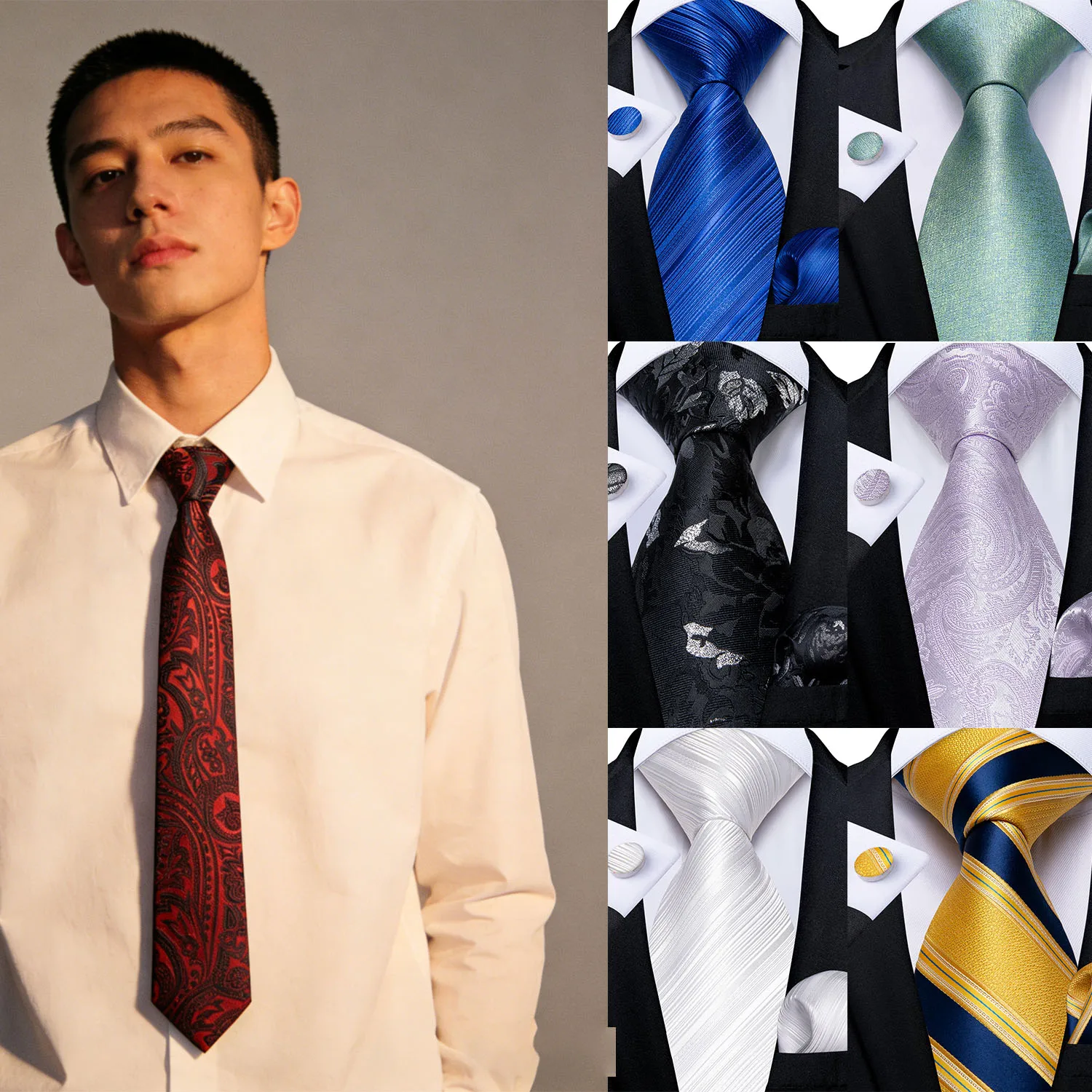 Paisley Floral Plain Striped Men's Ties Wedding Accessories Neck Tie Set Handkerchief Cufflinks Gift For Men
Paisley Floral Plain Striped Men's Ties Wedding Accessories Neck Tie Set Handkerchief Cufflinks Gift For Men
