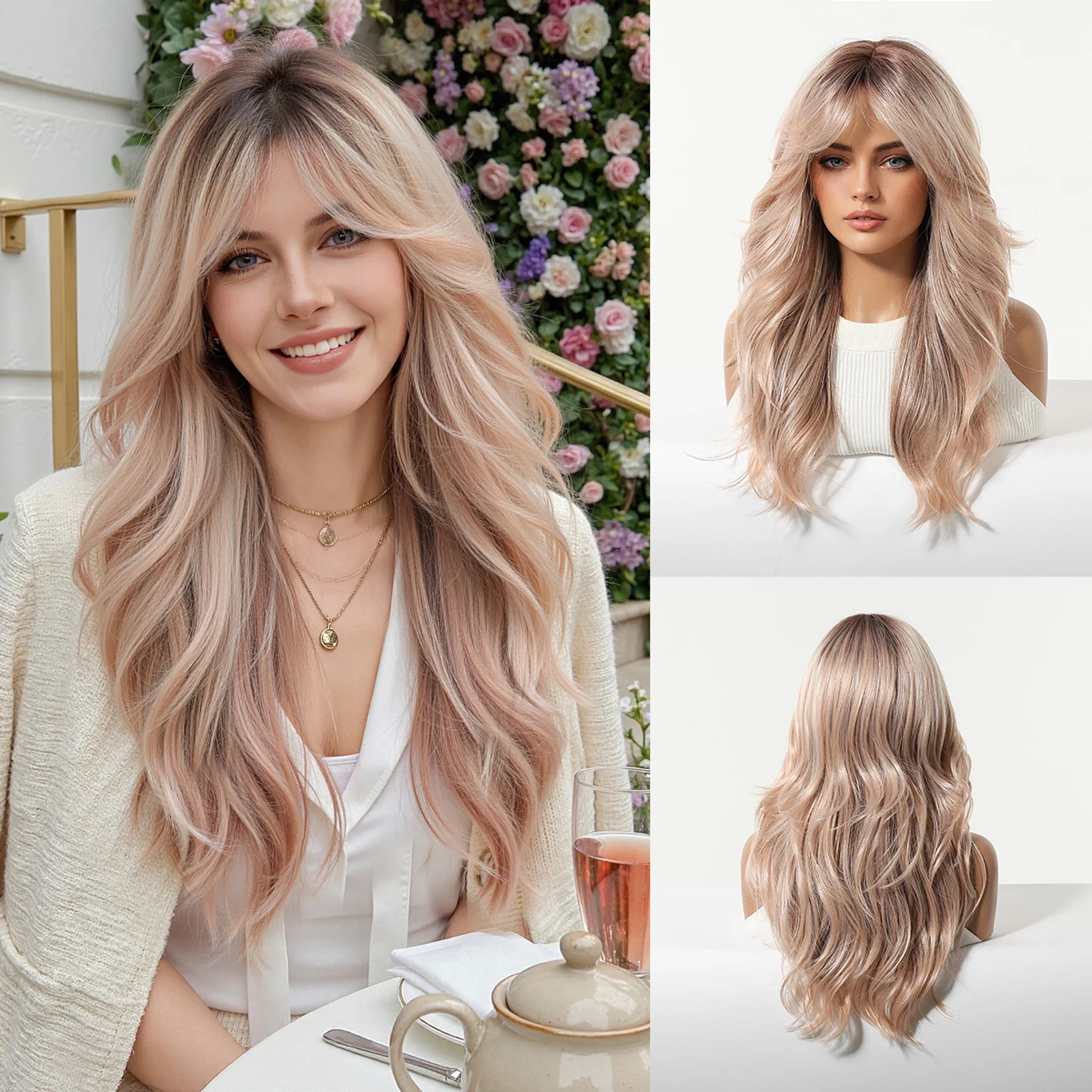 LOUIS FERRE Premium Light Blonde Long Wavy Wig with Bangs for Women Natural Looking Dark Roots Heat Resistant Synthetic Hair
LOUIS FERRE Premium Light Blonde Long Wavy Wig with Bangs for Women Natural Looking Dark Roots Heat Resistant Synthetic Hair