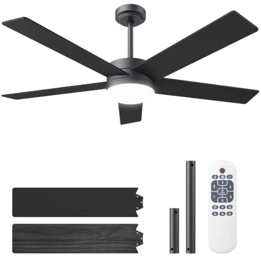 Ceiling Fans with Lights and Remote, 52 inch Ceiling Fans with Flush Mount, 22W 3-Color LED Light, 6 Speed Reversible, Dual Fin
Ceiling Fans with Lights and Remote, 52 inch Ceiling Fans with Flush Mount, 22W 3-Color LED Light, 6 Speed Reversible, Dual Fin