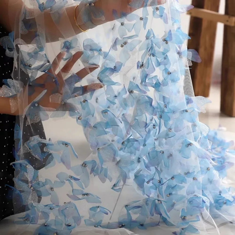 Blue pink three-dimensional bright diamond butterfly mesh fabric sewing wedding dress and evening gown transparent mesh
Blue pink three-dimensional bright diamond butterfly mesh fabric sewing wedding dress and evening gown transparent mesh