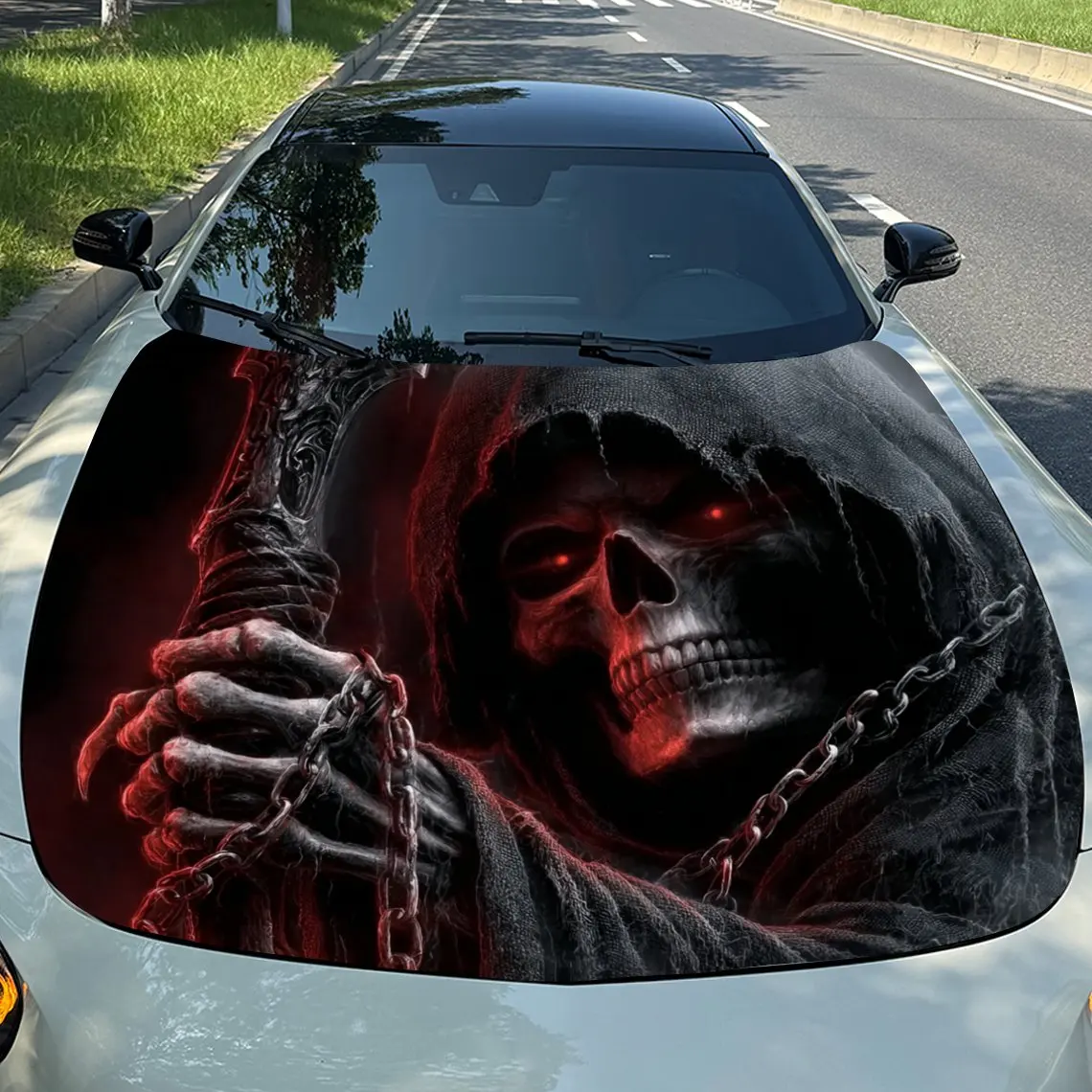 Death Skull Halloween Theme Car Engine Cover Stickers, Colorful Vinyl Decorative Stickers, High Quality Adhesive, Fashionable De
Death Skull Halloween Theme Car Engine Cover Stickers, Colorful Vinyl Decorative Stickers, High Quality Adhesive, Fashionable De