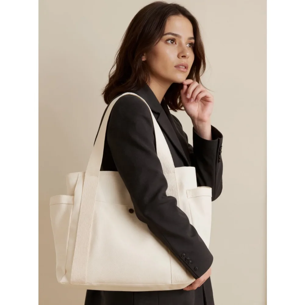 Холщовая женская сумка на плечо, большая вместительная сумка с несколькими внешними карманами на молнии, студенческая сумка для покупок
Холщовая женская сумка на плечо, большая вместительная сумка с несколькими внешними карманами на молнии, студенческая сумка для покупок