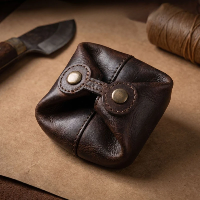 Unique Twist Knot Ruched Leather Coin Purse, Vegetable Tanned Vintage Snap Coin Purse, Distinctive Small Storage Organizer Pouch
Unique Twist Knot Ruched Leather Coin Purse, Vegetable Tanned Vintage Snap Coin Purse, Distinctive Small Storage Organizer Pouch