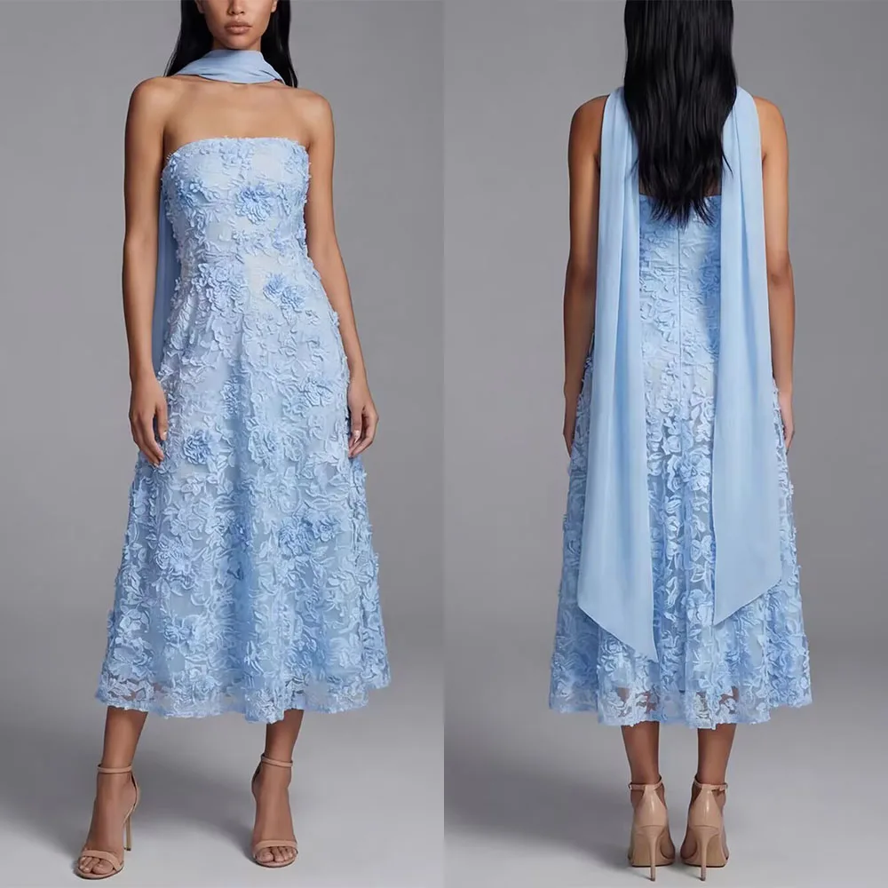 Customized Strapless Tea Length Sleeveless A-line Vestidos Para Bodas Mujer Invitada Luxury Evening Dress Prom Dress فستان Robe
Customized Strapless Tea Length Sleeveless A-line Vestidos Para Bodas Mujer Invitada Luxury Evening Dress Prom Dress فستان Robe