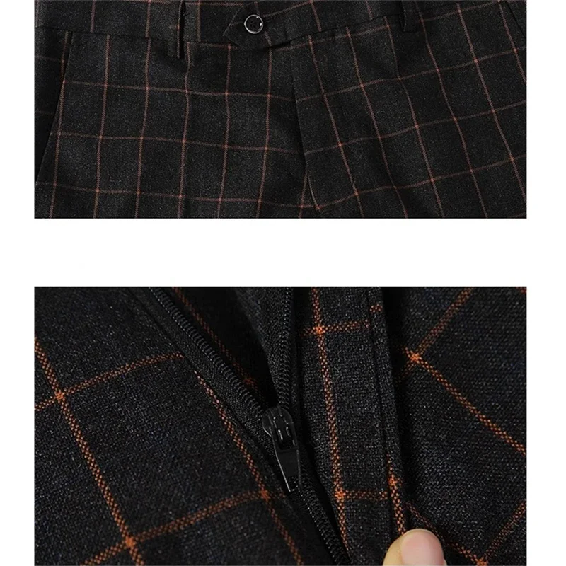 Blue Plaid Men's Suit Pants, Burgundy Business Casual Trousers, Asian Size 29-38, Gray Available, Black Striped Pant.
Blue Plaid Men's Suit Pants, Burgundy Business Casual Trousers, Asian Size 29-38, Gray Available, Black Striped Pant.