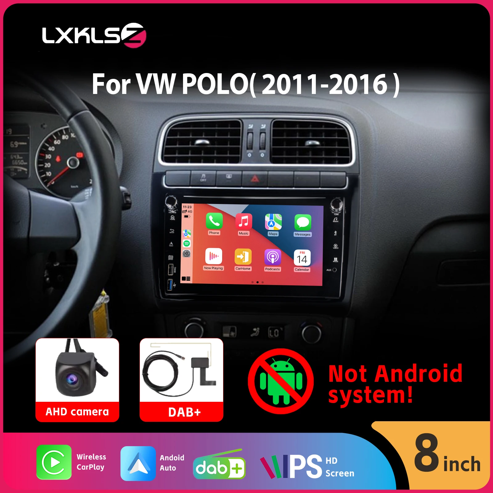 8" HD IPS Touch Screen Car Radio with Wireless Carplay Android Auto BT SWC DSP AHD Rear View Camera DAB+ for VW POLO 2011-2016
8" HD IPS Touch Screen Car Radio with Wireless Carplay Android Auto BT SWC DSP AHD Rear View Camera DAB+ for VW POLO 2011-2016