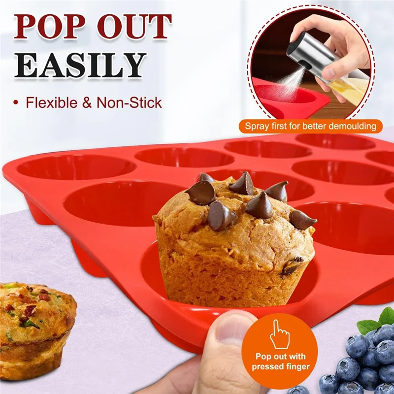 2X12 Cups Regular Silicone Cupcake Pan, Non-Stick Silicone Perfect For Making Waffles, Cakes, Tarts, Breads Durable Easy To Use
2X12 Cups Regular Silicone Cupcake Pan, Non-Stick Silicone Perfect For Making Waffles, Cakes, Tarts, Breads Durable Easy To Use