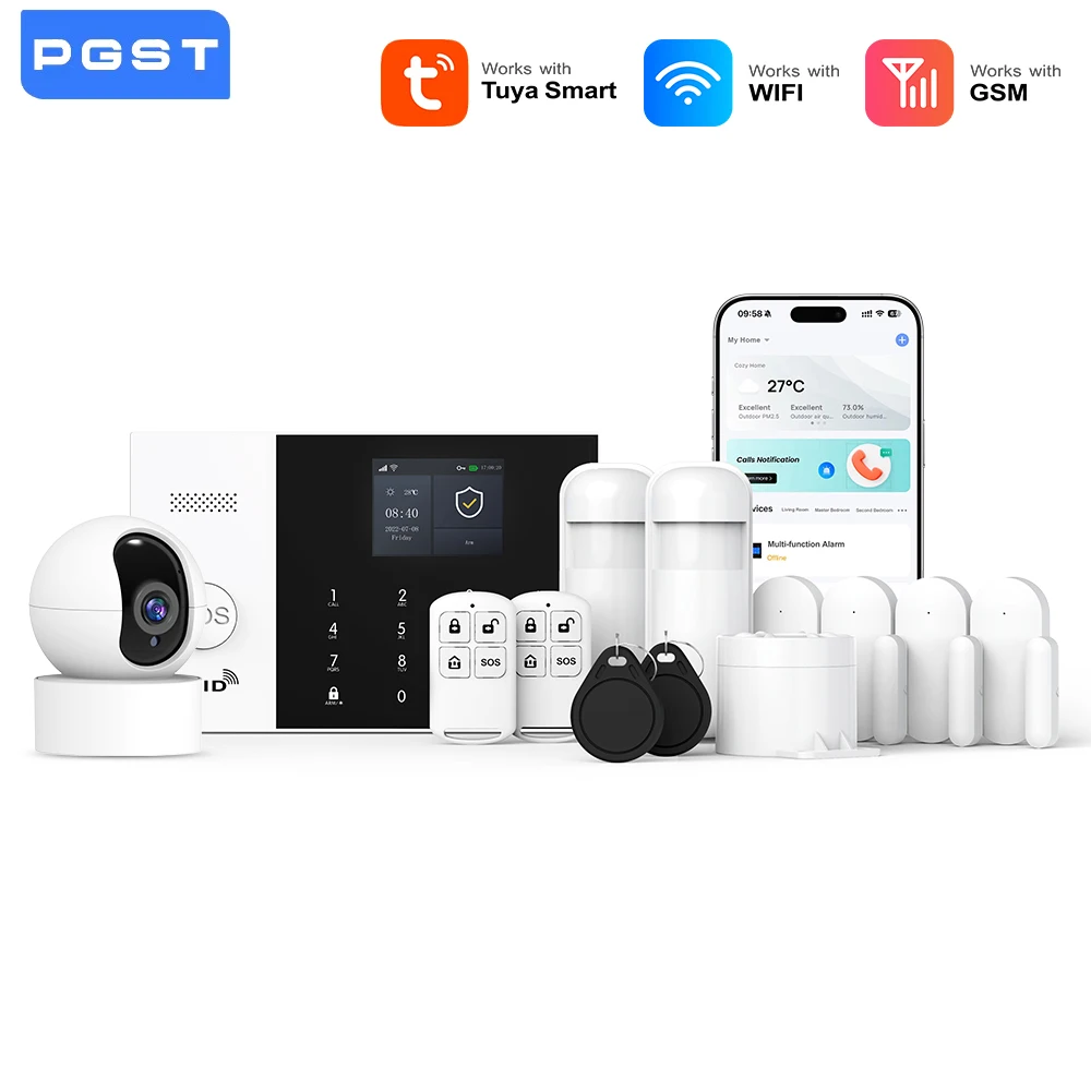 WIFI GSM сигнализация Tuya Smart Life APP Домашняя умная охранная защита Беспроводная охранная сигнализация Домашняя система с ALexa
WIFI GSM сигнализация Tuya Smart Life APP Домашняя умная охранная защита Беспроводная охранная сигнализация Домашняя система с ALexa