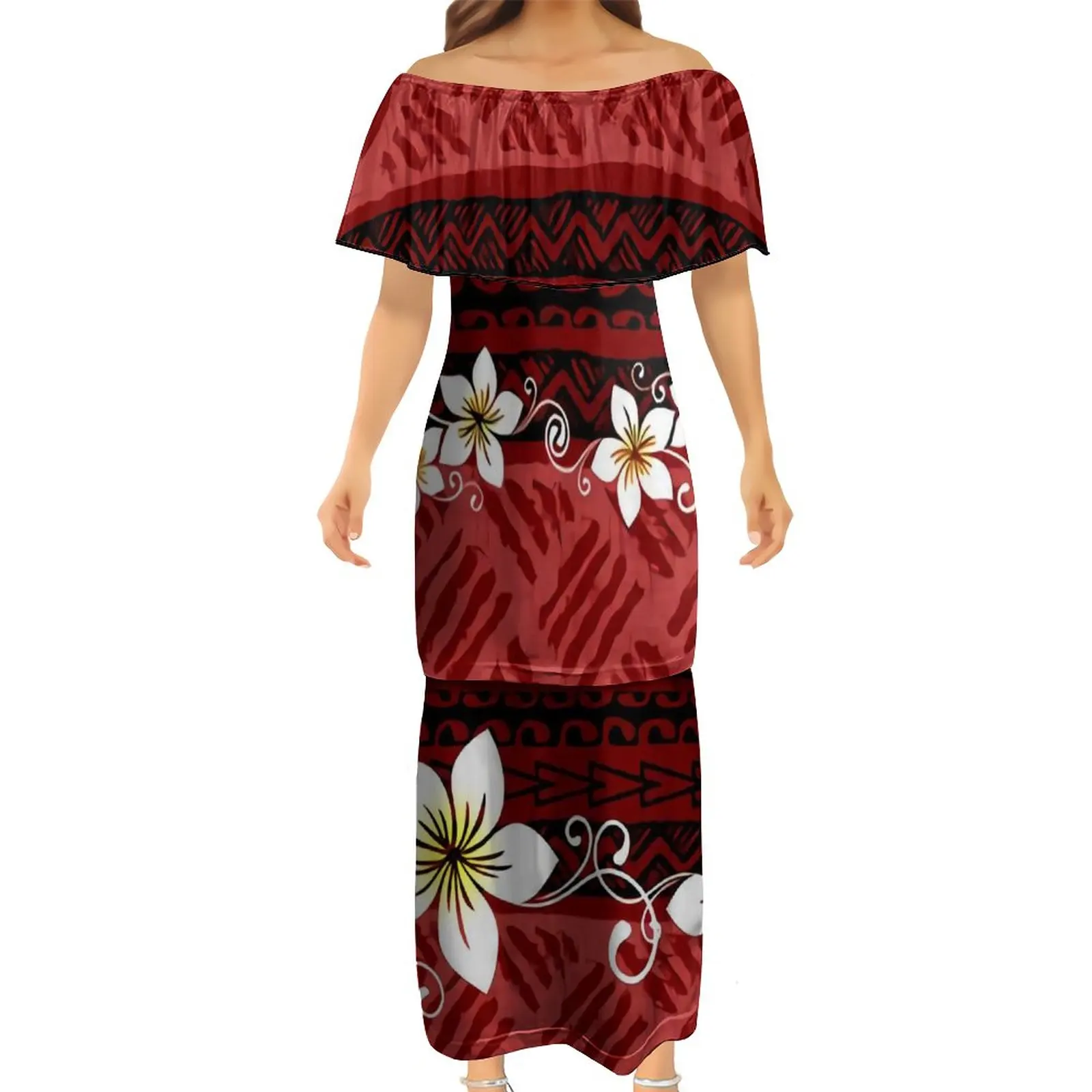Long Ethnic Bodycon Dresses Samoan Off Shoulder Ruffle Half Sleeve Puletasi Polynesian Traditional Tribal Dress Couples Dress
Long Ethnic Bodycon Dresses Samoan Off Shoulder Ruffle Half Sleeve Puletasi Polynesian Traditional Tribal Dress Couples Dress