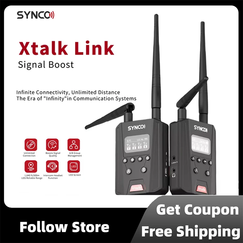 Беспроводная система внутренней связи SYNCO Xtalk Link, гарнитура, усиление сигнала, связь командой, расстояние 1000 м, двухканальный
Беспроводная система внутренней связи SYNCO Xtalk Link, гарнитура, усиление сигнала, связь командой, расстояние 1000 м, двухканальный