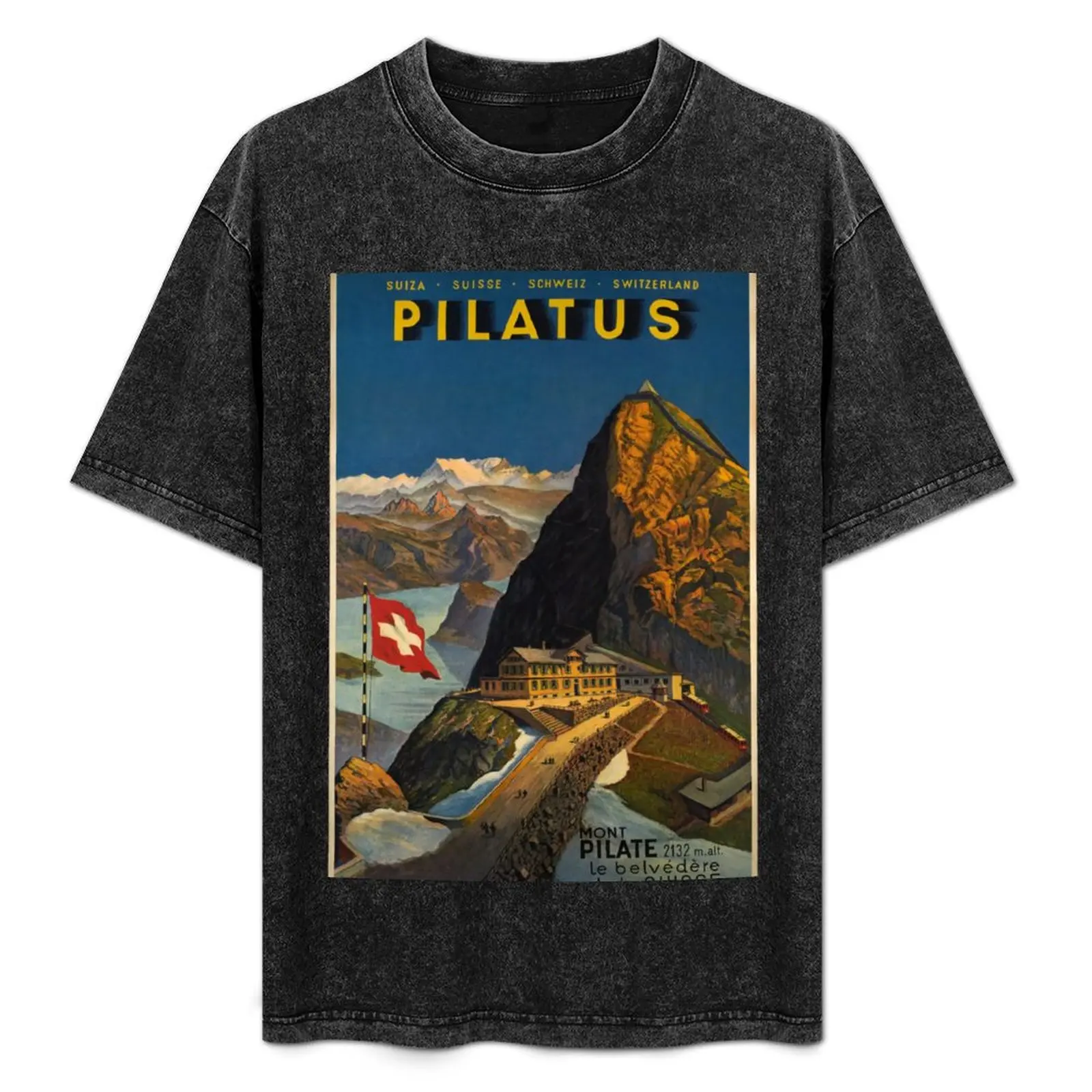 Pilatus vintage travel poster T-Shirt Casual Basic Street Style T-Shirt
Pilatus vintage travel poster T-Shirt Casual Basic Street Style T-Shirt