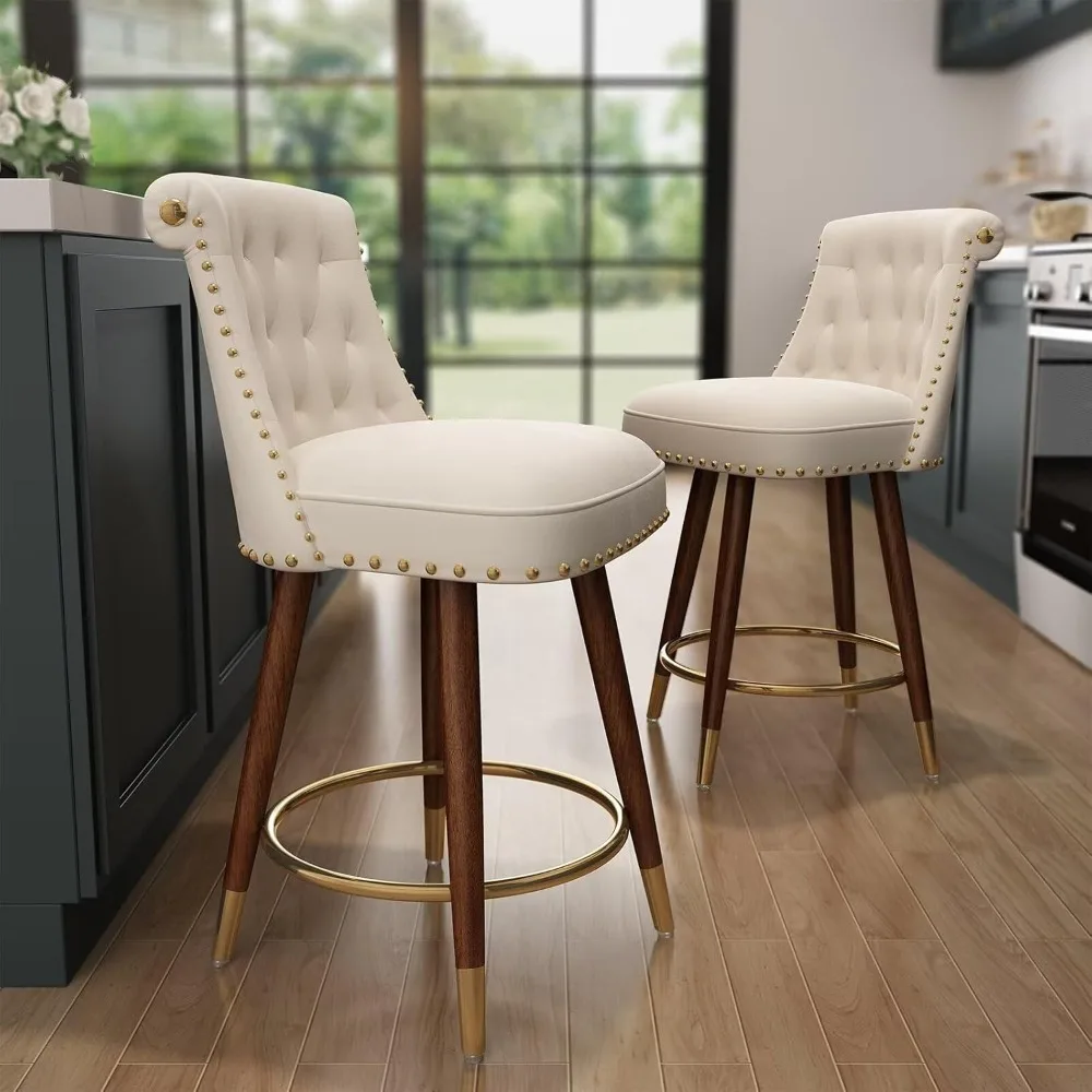 Counter Height Bar Stools, 360° Swivel Bar Stools Set of 2, Upholstered Barstools with Back and Footrest for Kitchen Island
Counter Height Bar Stools, 360° Swivel Bar Stools Set of 2, Upholstered Barstools with Back and Footrest for Kitchen Island