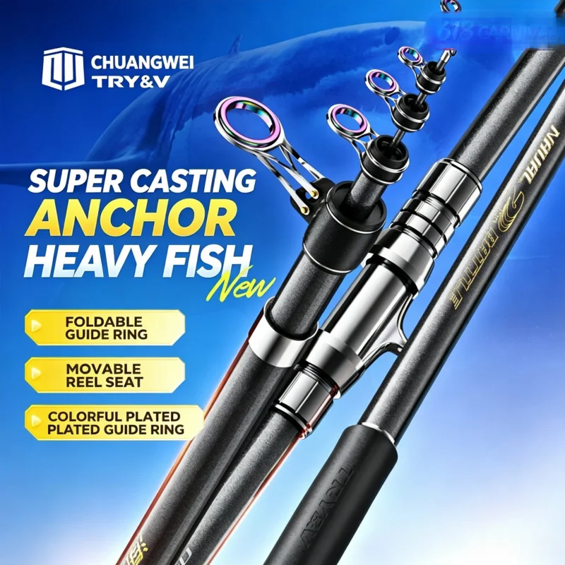 TRUVEX Telescopic Surfcasting Spinning Rod 24T Carbon Blank Anti Slip EVA Handle Foldable Guides Cap Big Game Sea Fishing Rod
TRUVEX Telescopic Surfcasting Spinning Rod 24T Carbon Blank Anti Slip EVA Handle Foldable Guides Cap Big Game Sea Fishing Rod