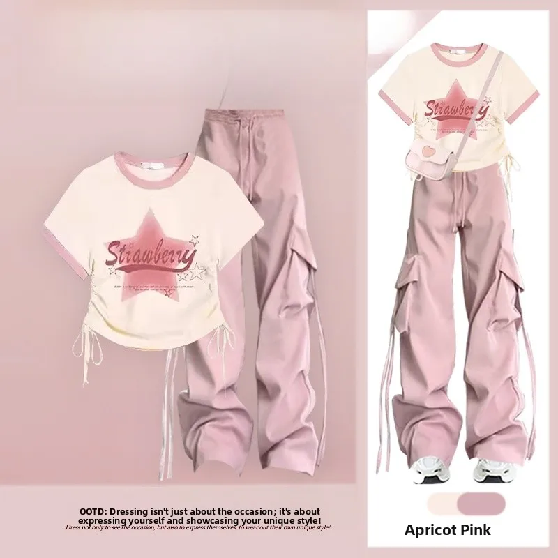 Fashionable Slim Fit Short Sleeve T-Shirt Top with High Waist Workwear Pants Two Piece Set Summer Design 2026 New Arrival
Fashionable Slim Fit Short Sleeve T-Shirt Top with High Waist Workwear Pants Two Piece Set Summer Design 2026 New Arrival