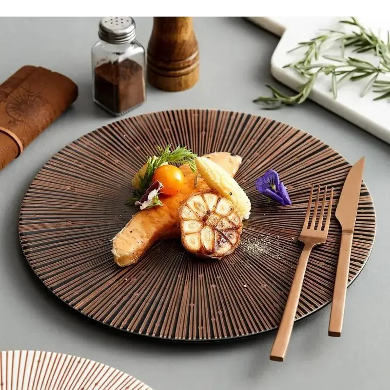 Round Ceramic Dinner Plate Household Striped Tableware Snack Restaurant Sushi Dessert Products
Round Ceramic Dinner Plate Household Striped Tableware Snack Restaurant Sushi Dessert Products