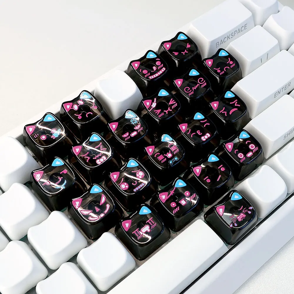 21Key Cute Cat Heart-shaped Transparent Keycaps DIY Keyboard Replacement MAO KeyCap Suitable for MX Axis Mechanical Keyboard
21Key Cute Cat Heart-shaped Transparent Keycaps DIY Keyboard Replacement MAO KeyCap Suitable for MX Axis Mechanical Keyboard