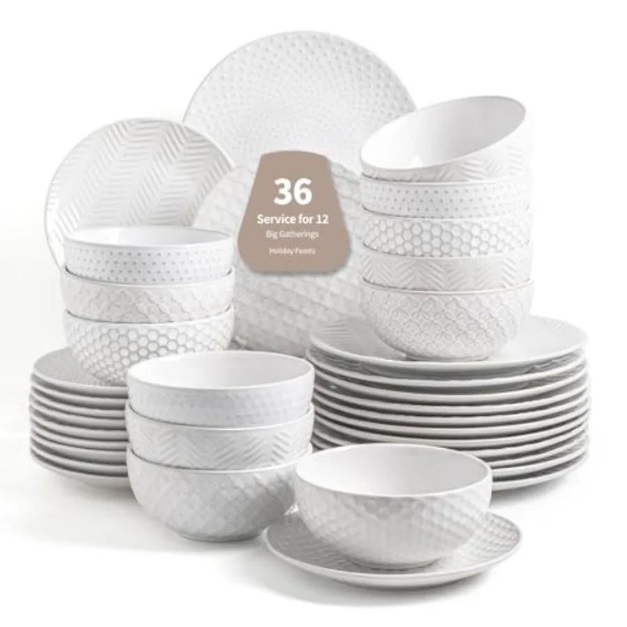 36-Piece Dinnerware Set for 12, Transform Your Table with Stylish Plates and Bowls, Ideal for Hosting, Entertaining and Special
36-Piece Dinnerware Set for 12, Transform Your Table with Stylish Plates and Bowls, Ideal for Hosting, Entertaining and Special