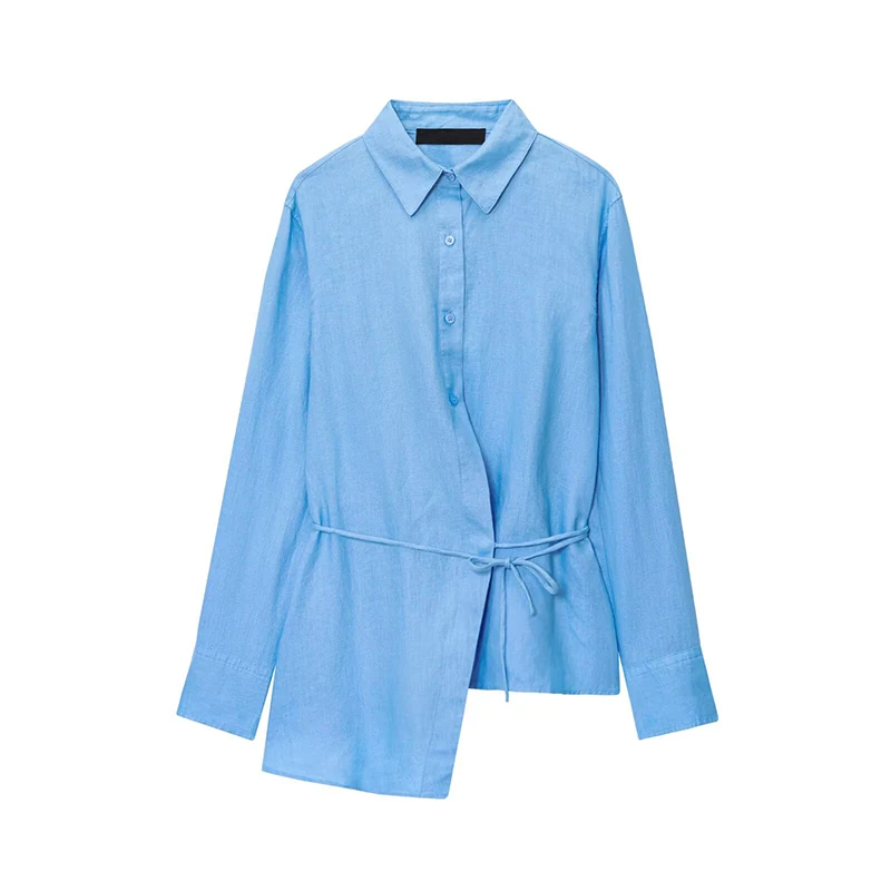 YENKYE New Women Long Sleeve Lapel Collar With Belt Asymmetrical Hem Shirt Blouse Casual Office Ladies Shirts
YENKYE New Women Long Sleeve Lapel Collar With Belt Asymmetrical Hem Shirt Blouse Casual Office Ladies Shirts