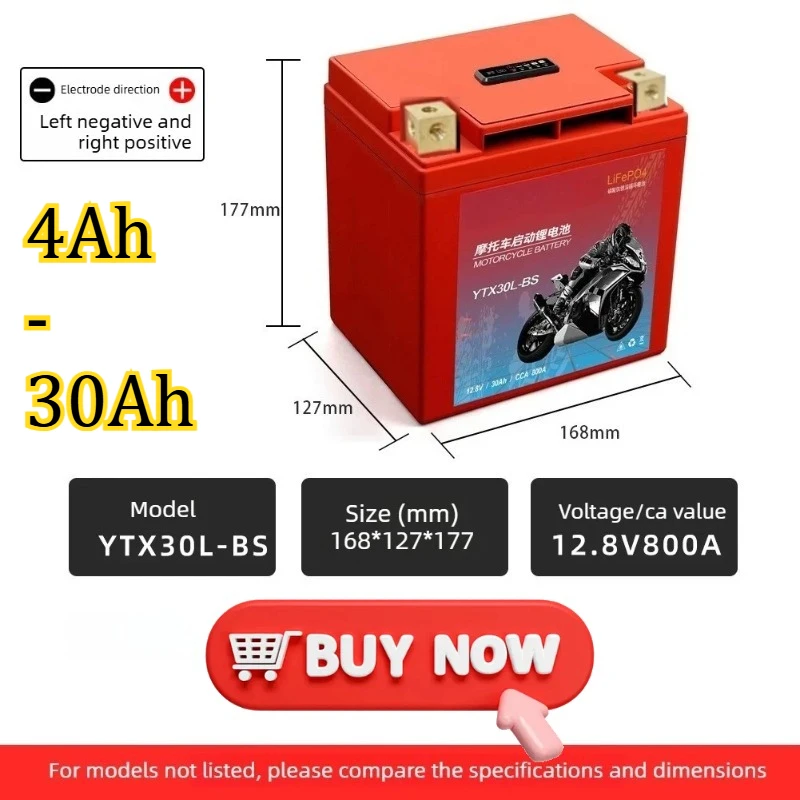 12V LiFePO4 Starting Battery for Motorcycle Universal YTX14 YTX30L-BS YTX20L-BS Battery Pack for Motorbikes Electric Battery
12V LiFePO4 Starting Battery for Motorcycle Universal YTX14 YTX30L-BS YTX20L-BS Battery Pack for Motorbikes Electric Battery