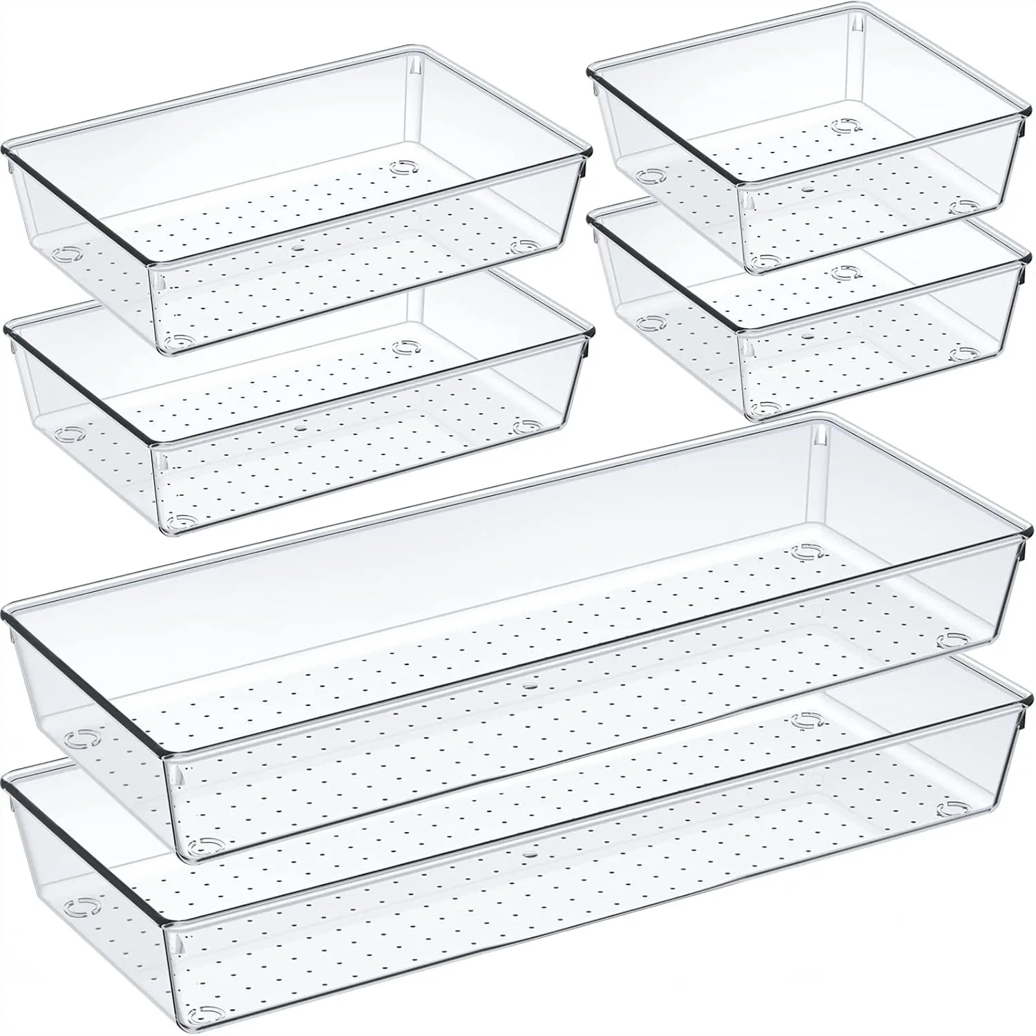 Clear Drawer Organizer Set, Large Size Non Slip Stackable Storage Trays for Kitchen, Bathroom, Office
Clear Drawer Organizer Set, Large Size Non Slip Stackable Storage Trays for Kitchen, Bathroom, Office