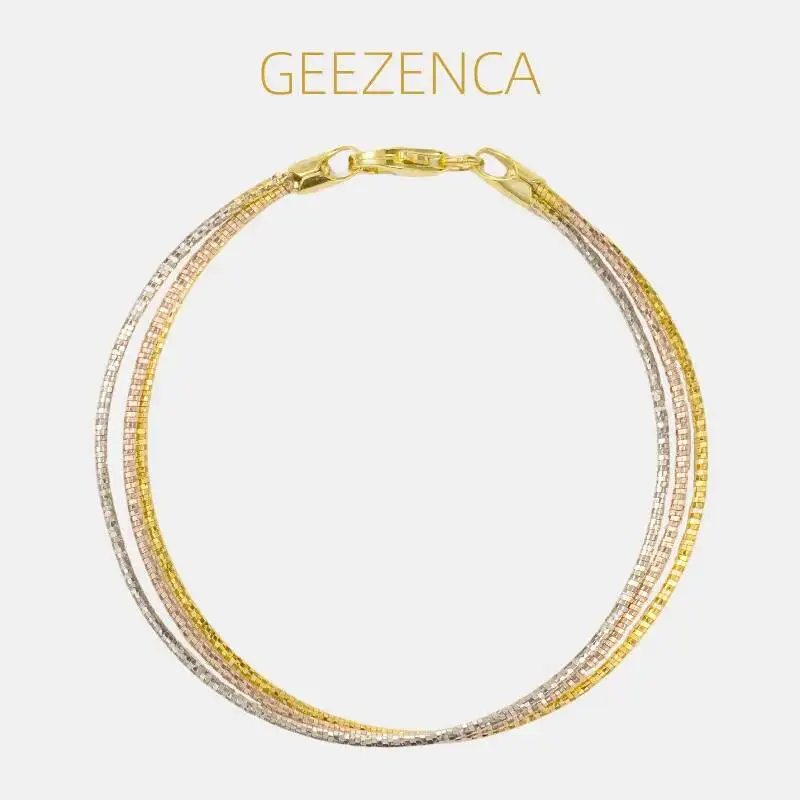 GEEZENCA Real 925 Silver Tricolor Three Strands Layered Bracelets For Women Italian Jewelry Trendy Luxury Bracelet 17.5cm/19cm
GEEZENCA Real 925 Silver Tricolor Three Strands Layered Bracelets For Women Italian Jewelry Trendy Luxury Bracelet 17.5cm/19cm