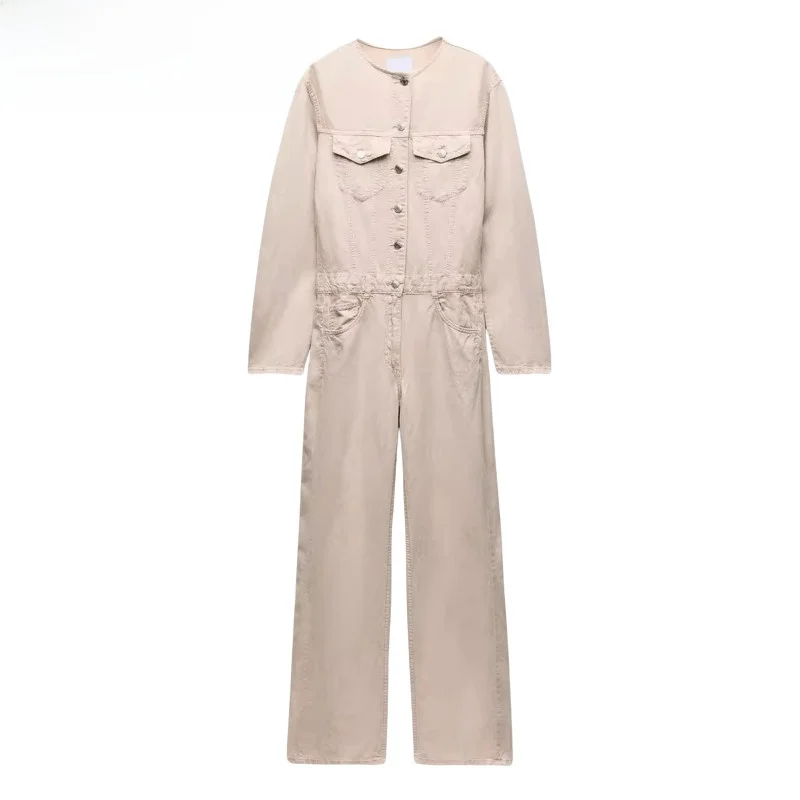 Summer New Women's round Ne Long Sve Linen Blend Patch ket Button Long Drapey One-Piece Suit 55200 Straight Leg Hig...
Summer New Women's round Ne Long Sve Linen Blend Patch ket Button Long Drapey One-Piece Suit 55200 Straight Leg Hig...